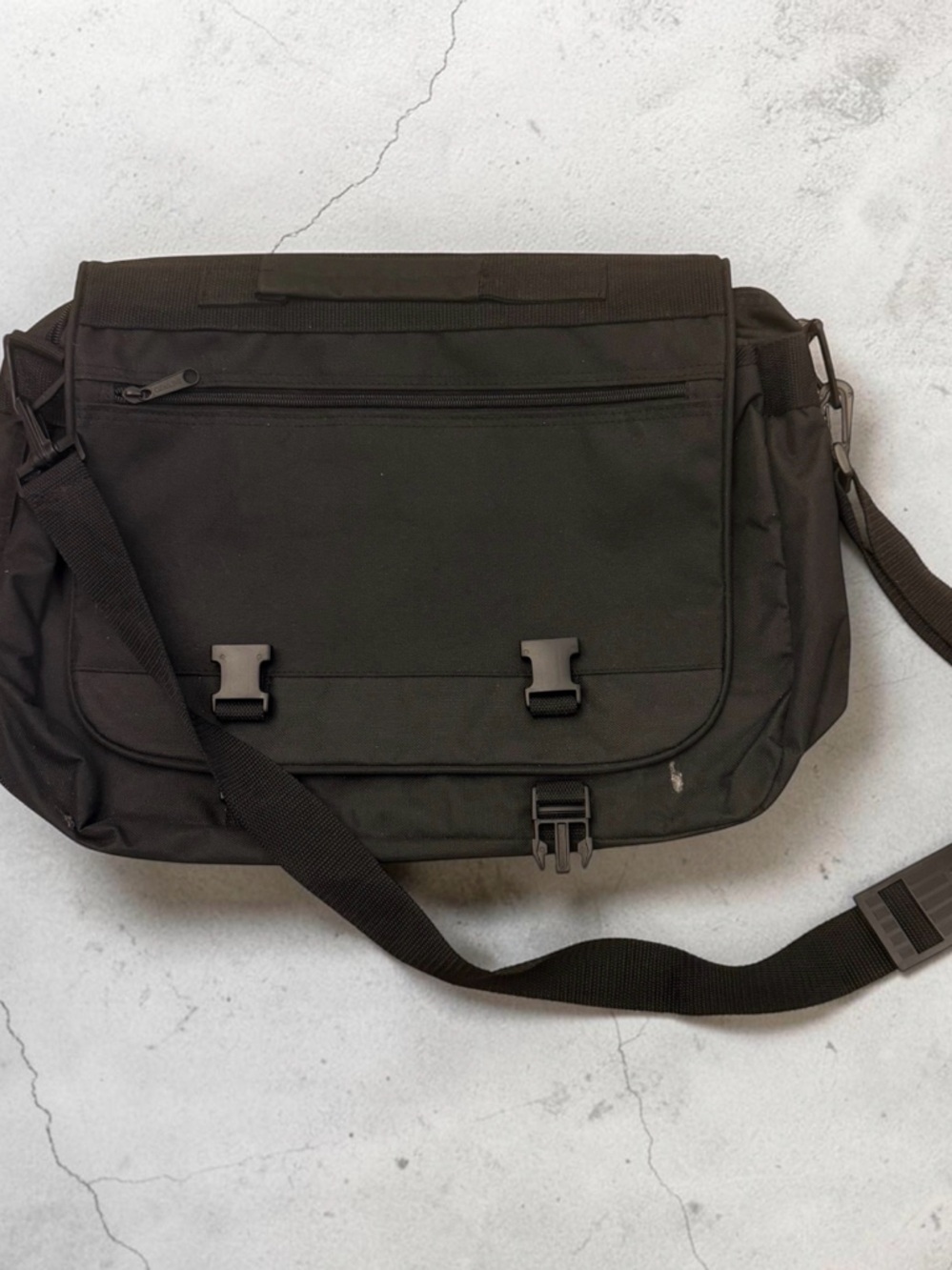 Black Men's Messenger Bag - Durable Everyday Shoulder Bag